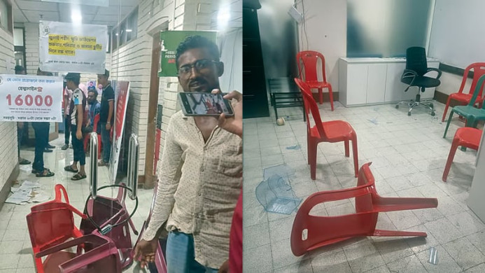 আর্থিক সহায়তা না পেয়ে ‘জুলাই স্মৃতি ফাউন্ডেশন’ অফিস ভাঙচুর করলো আহতরা