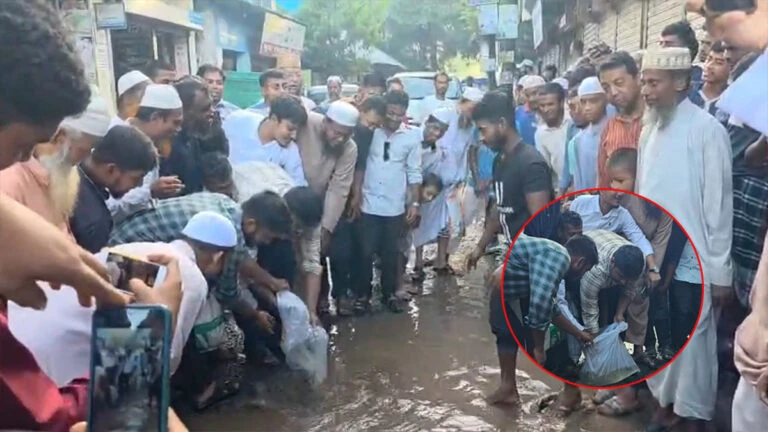 দেবীদ্বার-চান্দিনা সড়কে মাছ ছেড়ে ভাঙা রাস্তার প্রতিবাদে হাসনাত